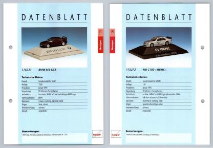 BMW M3 GTR / MB C180 MBMC #105/106 Motorsport - Herpa Data Sheet-Breakoutcards