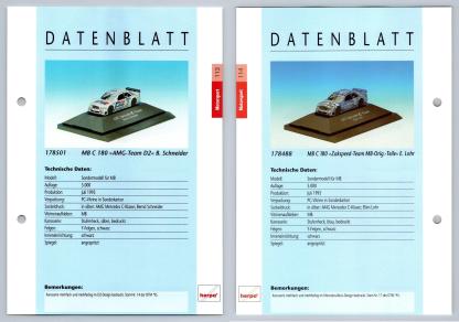 MB C180 AMG / Zakspeed Team #113/114 Motorsport - Herpa Data Sheet-Breakoutcards
