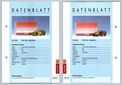 VW Polo #121/122 Sondermodelle - Herpa Data Sheet-Breakoutcards