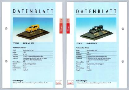 BMW M3 GTR #115/116 Motorsport - Herpa Data Sheet-Breakoutcards