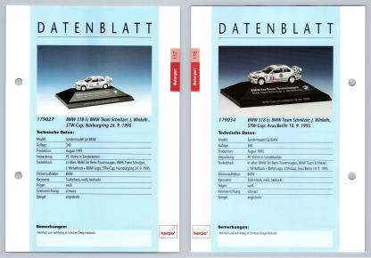 BMW 318 is #117/118 Motorsport - Herpa Data Sheet-Breakoutcards