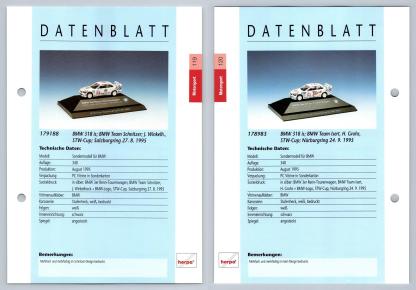 BMW 318 is #119/120 Motorsport - Herpa Data Sheet-Breakoutcards
