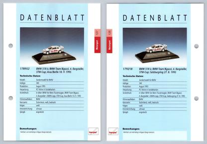 BMW 318 is #127/128 Motorsport - Herpa Data Sheet-Breakoutcards