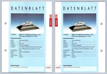 BMW 318 is #135/6 Motorsport - Herpa Data Sheet-Breakoutcards