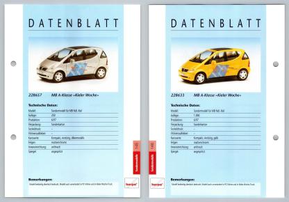 MB A-Klasse #145/146 Sondermodelle - Herpa Data Sheet-Breakoutcards