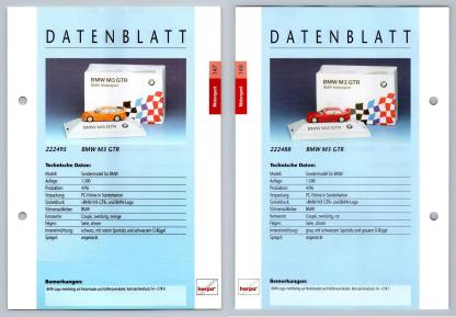 BMW M3 GTR #147/148 Motorsport - Herpa Data Sheet-Breakoutcards