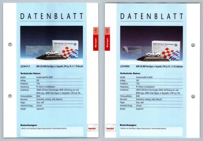 BMW 320i #149/150 Motorsport - Herpa Data Sheet-Breakoutcards