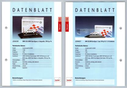 BMW 320i #151/152 Motorsport - Herpa Data Sheet-Breakoutcards