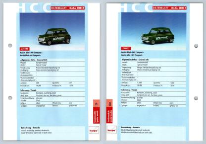 Austin Mini #159/160 Sondermodelle - Herpa Data Sheet-Breakoutcards