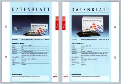 BMW 320i #153/154 Motorsport - Herpa Data Sheet-Breakoutcards