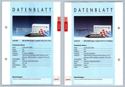BMW 320i #169/170 Motorsport - Herpa Data Sheet-Breakoutcards