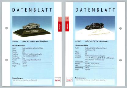 BMW M3 / MB C180 ITC #177/178 Motorsport - Herpa Data Sheet-Breakoutcards