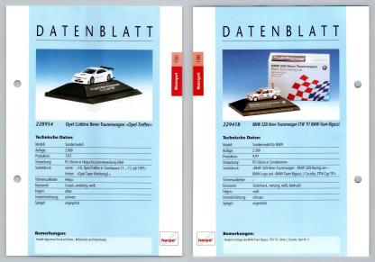Opel Calibra / BMW 320i #195/196 Motorsport - Herpa Data Sheet-Breakoutcards