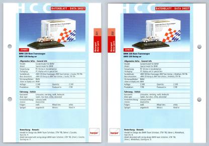 BMW 320i Renn-Tourenwagen #201/202 Motorsport - Herpa Data Sheet-Breakoutcards