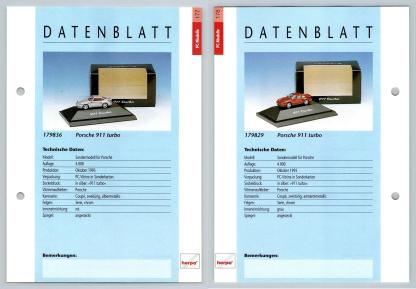 Porsche 911 Turbo #177/78 PC-Modelle - Herpa Data Sheet-Breakoutcards