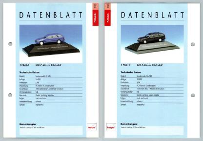 Mercedes Benz C-Klasse #196/97 PC-Modelle - Herpa Data Sheet-Breakoutcards