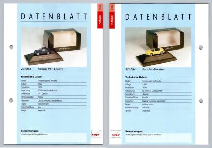 Porsche 911 Carrera / Boxter #225/26 PC-Modelle - Herpa Data Sheet-Breakoutcards