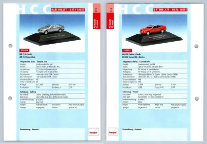 Mercedes Benz CLK Cabrio #313/14 PC-Modelle - Herpa Data Sheet-Breakoutcards