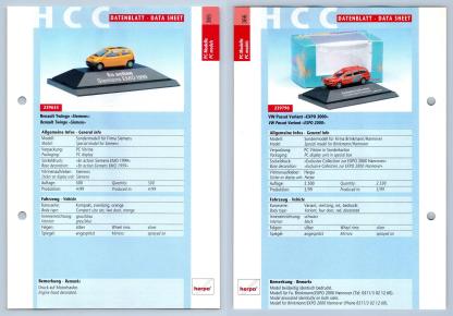 Renault Twingo / VW Passat #365/66 PC-Modelle - Herpa Data Sheet-Breakoutcards
