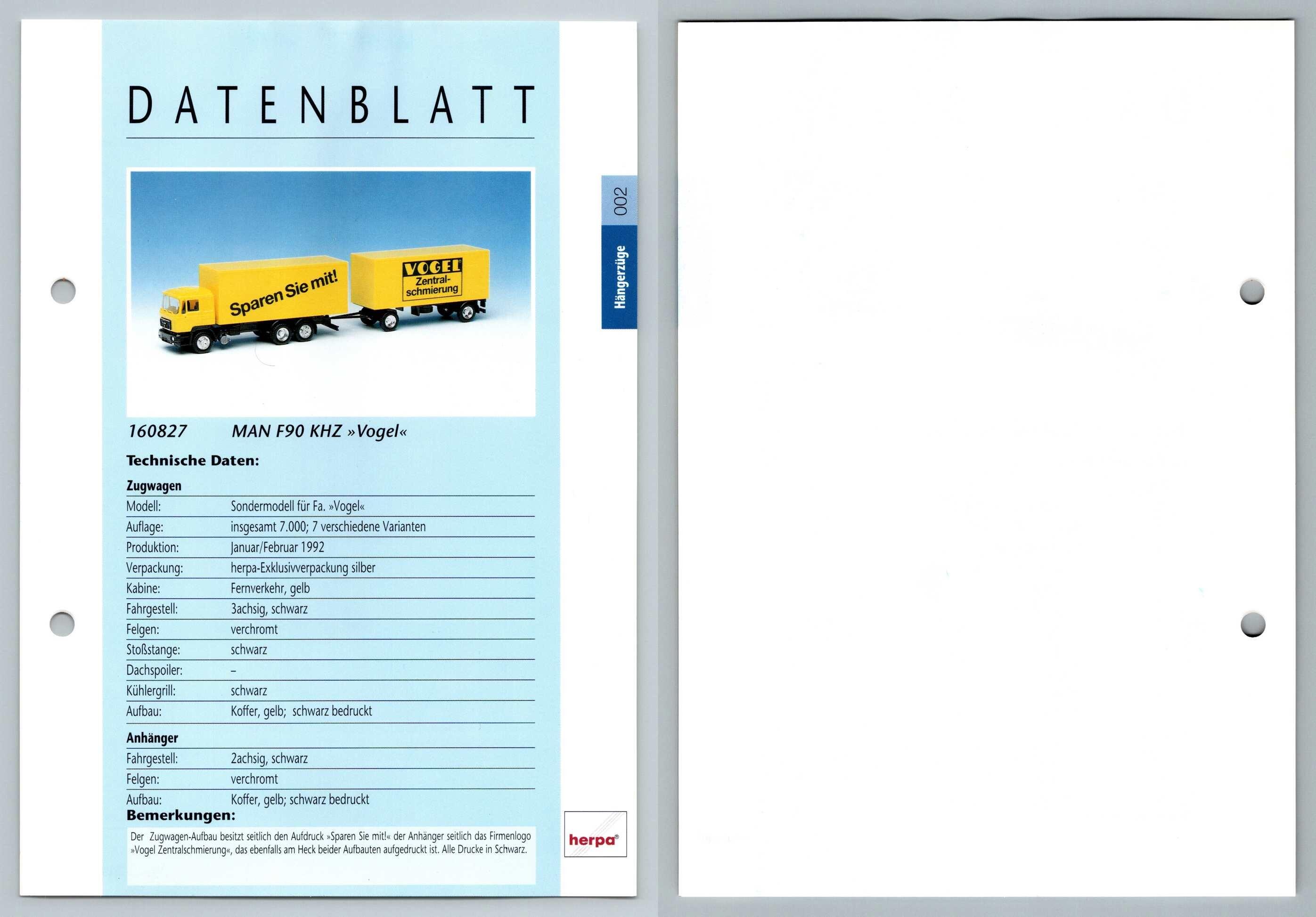 MAN F90 KHZ Vogel #2 Hangerzuge - Herpa Data Sheet-Breakoutcards