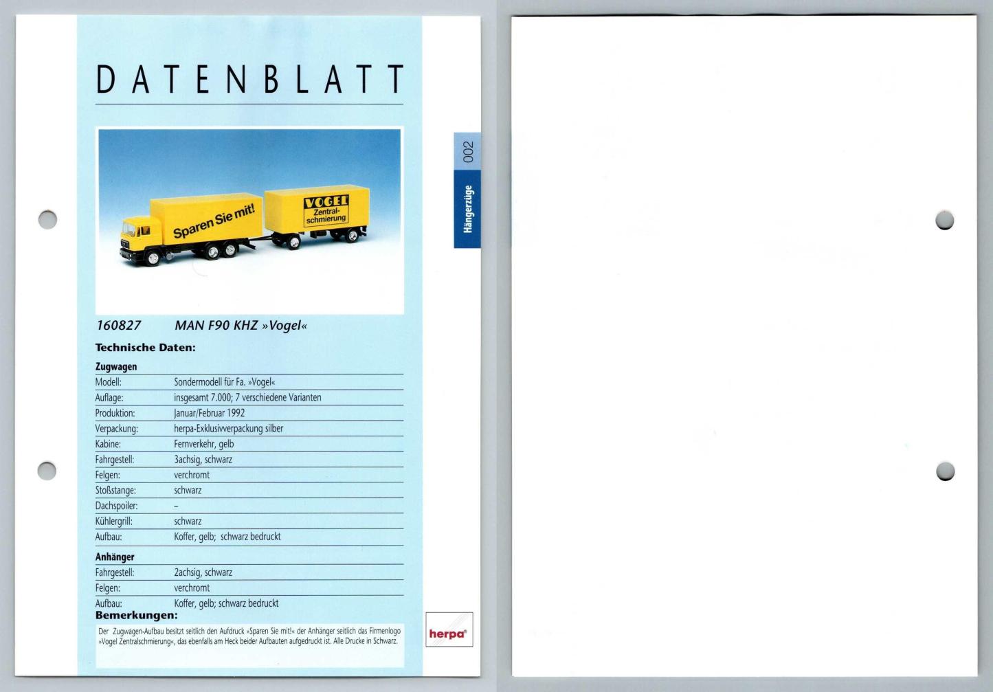MAN F90 KHZ Vogel #2 Hangerzuge - Herpa Data Sheet-Breakoutcards