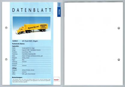 US-Truck KSZ Vogel #3 Sattelzuge - Herpa Data Sheet-Breakoutcards