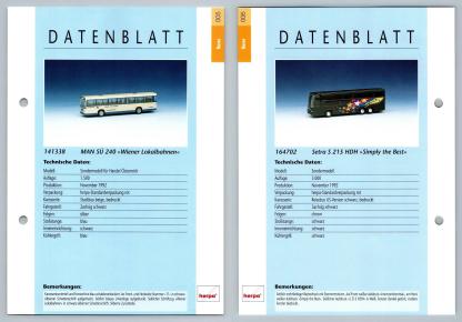 Man Su 240 / Setra S 215 HDH #5/6 Busse - Herpa Data Sheet-Breakoutcards