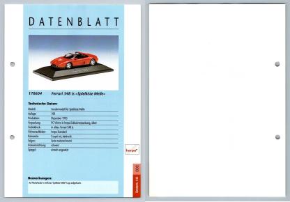 Ferrari 348ts #6 Sonderm. 1:43 - Herpa Data Sheet-Breakoutcards