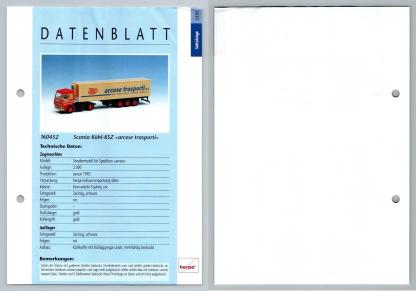Scania Kuhl-KSZ Arcese Trasporti #6 Sattelzuge - Herpa Data Sheet-Breakoutcards