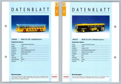 Man Su 240 Stadtbucherei / Giftmull #11/12 Busse - Herpa Data Sheet-Breakoutcards