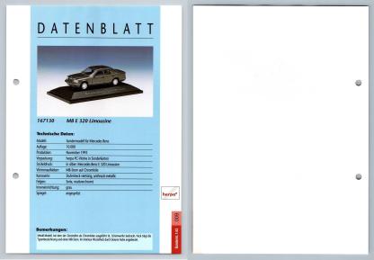 MB E 320 Limousine #9 Sonderm. 1:43 - Herpa Data Sheet-Breakoutcards