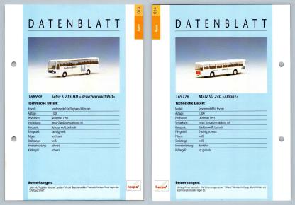 Setra S 215 HD / Man Su 240 #13/14 Busse - Herpa Data Sheet-Breakoutcards
