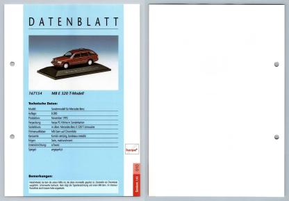 MB E 320 T-Modell #10 Sonderm. 1:43 - Herpa Data Sheet-Breakoutcards