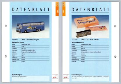 Setra S 215 HDH Alga / Wild #17/18 Busse - Herpa Data Sheet-Breakoutcards