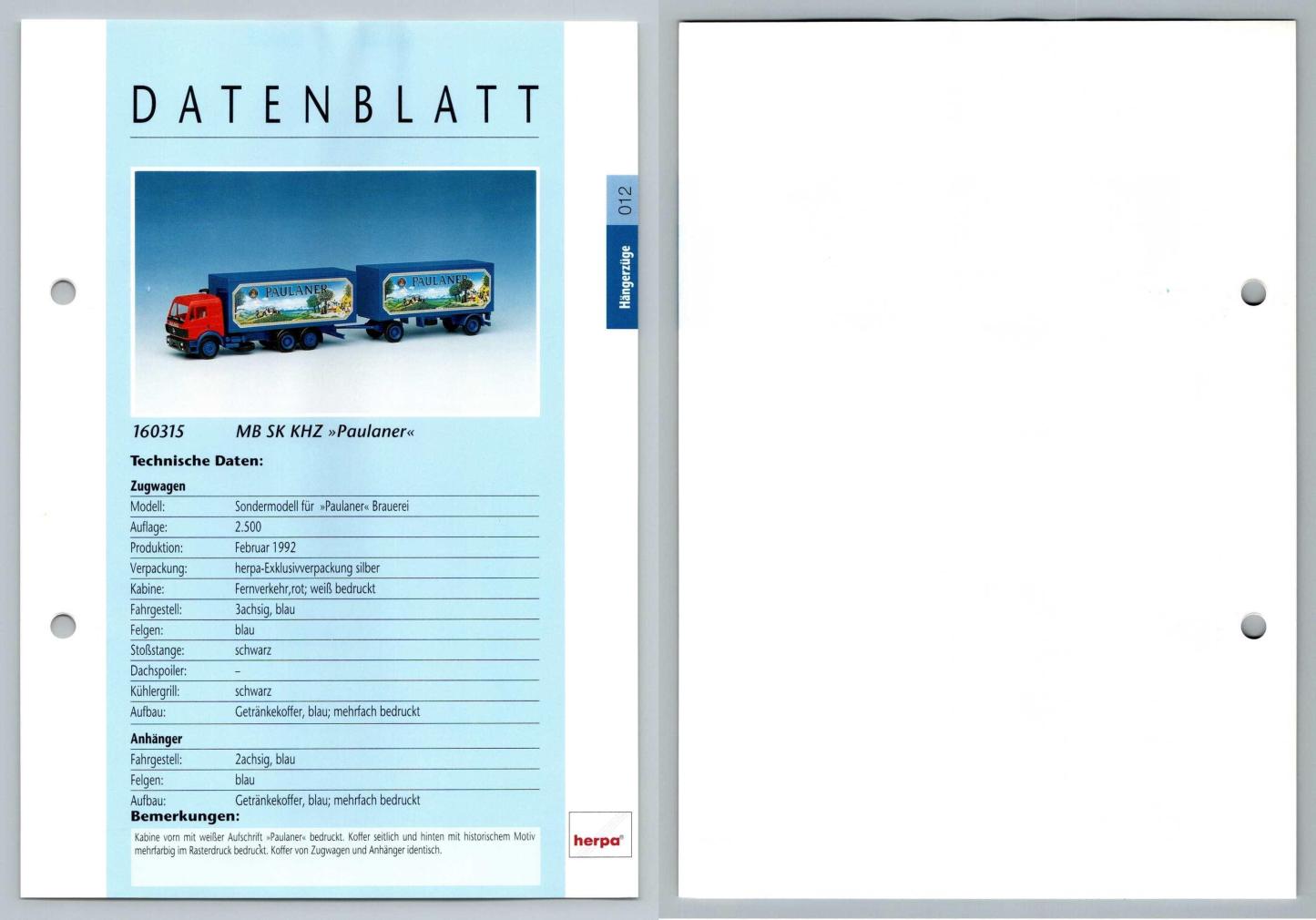 MB SK KHZ Paulaner #12 Hangerzuge - Herpa Data Sheet-Breakoutcards