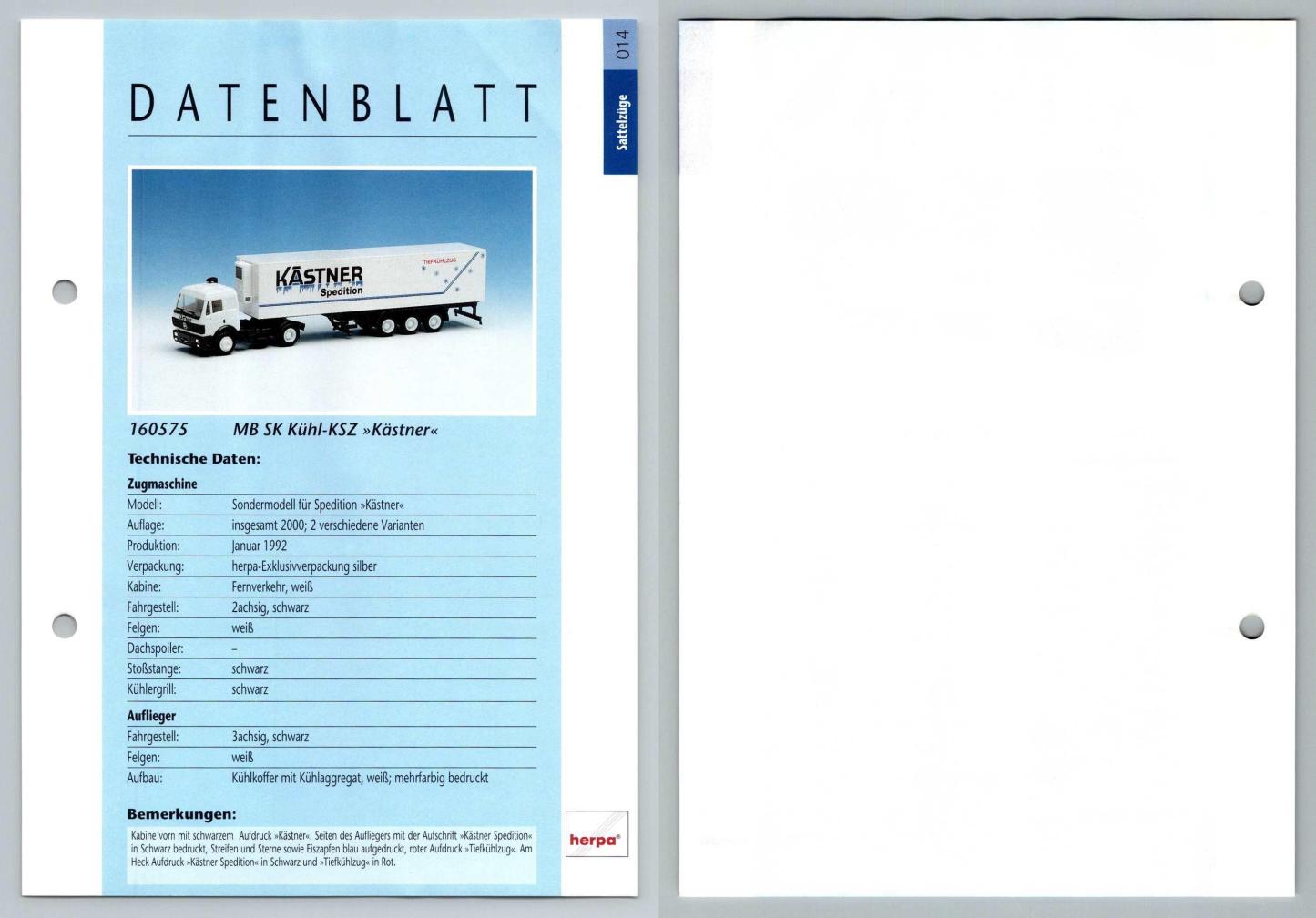 MB SK Kuhl-KSZ Kastner #14 Sattelzuge - Herpa Data Sheet-Breakoutcards