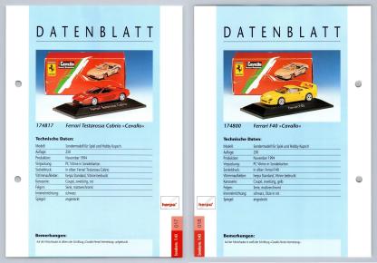 Ferrari Testarossa / F40 #17/18 Sonderm. 1:43 - Herpa Data Sheet-Breakoutcards