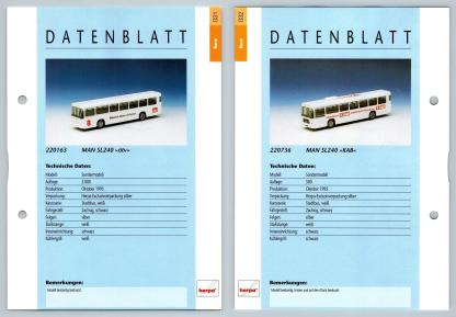 MAN SL240 Otv / MAN SL240 KAB #31/32 Busse - Herpa Data Sheet-Breakoutcards