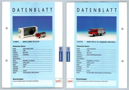 MAN L2000 TLF 8/18 / F90 LF 16 #29/30 Sonderaufbauten - Herpa Data Sheet-Breakoutcards
