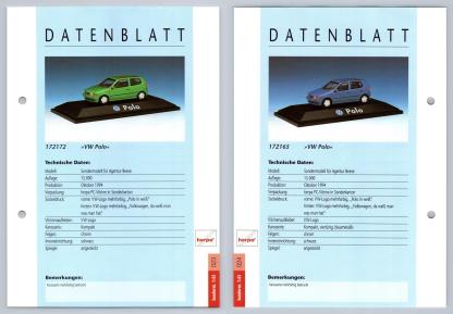 VW Polo #23/24 Sonderm. 1:43 - Herpa Data Sheet-Breakoutcards