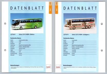 Setra S315 HDH / Setra S215 HDH #35/36 Busse - Herpa Data Sheet-Breakoutcards