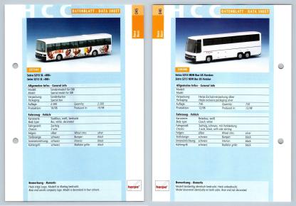 Setra S215 SL / Setra S215 HDH Bus US #45/46 Busse - Herpa Data Sheet-Breakoutcards