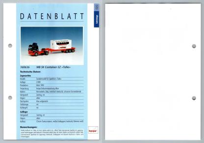 MB SK Container-SZ Talke #25 Sattelzuge - Herpa Data Sheet-Breakoutcards