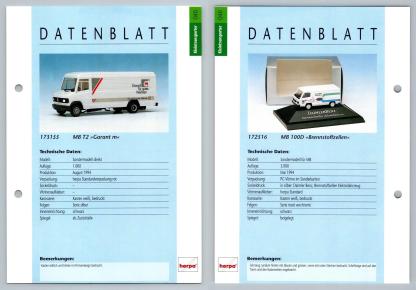 MB T2 / MB 100D #45/46 Kleintransporter - Herpa Data Sheet-Breakoutcards