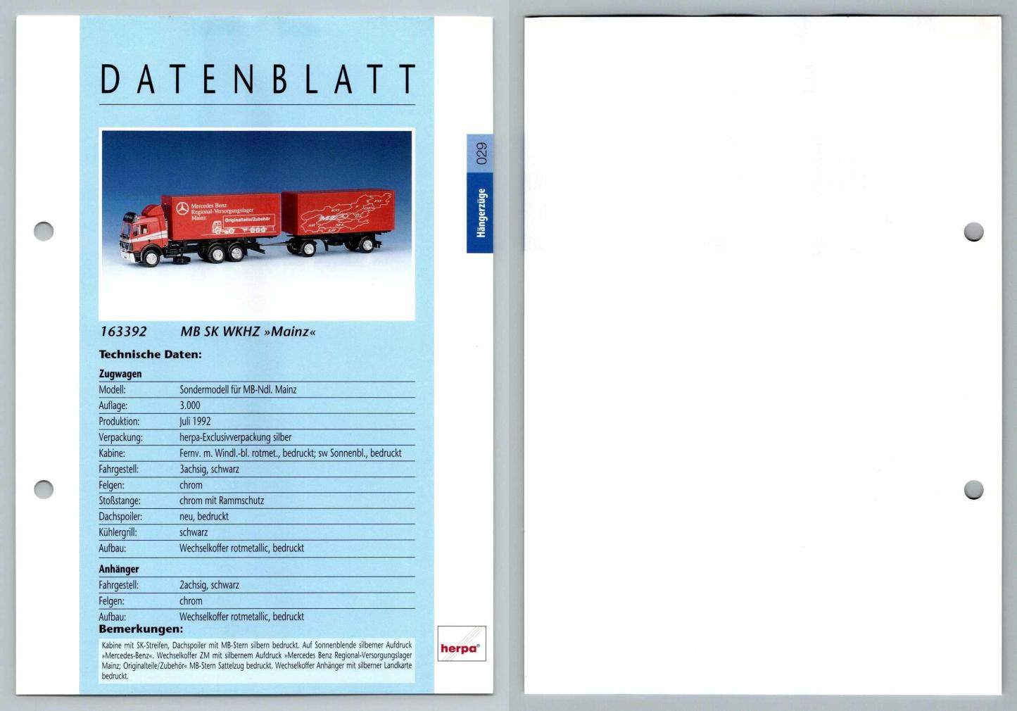 MB SK WKHZ Mainz #29 Hangerzuge - Herpa Data Sheet-Breakoutcards