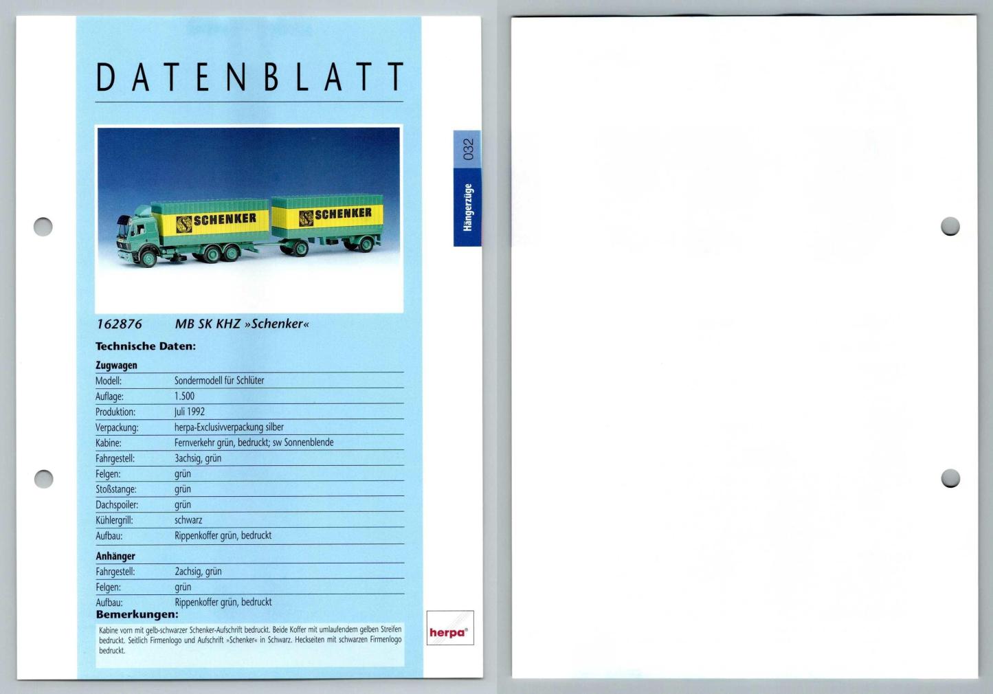 MB SK KHZ Schenker #32 Hangerzuge - Herpa Data Sheet-Breakoutcards