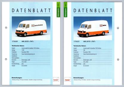 MB 207D TNT #59/60 Kleintransporter - Herpa Data Sheet-Breakoutcards