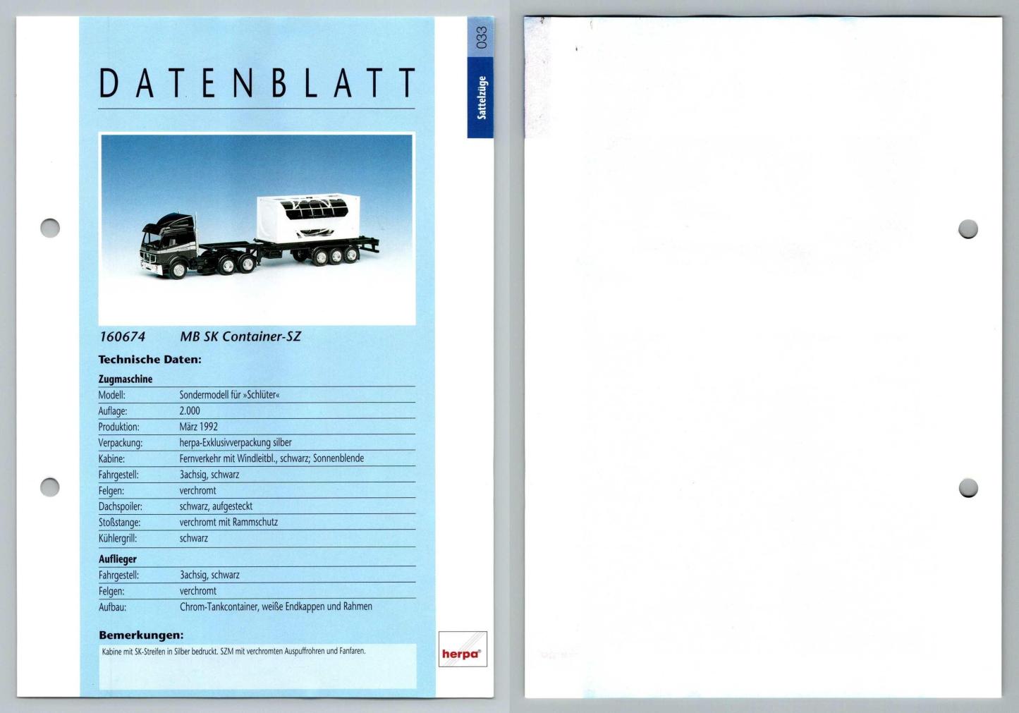 MB SK Container SZ #33 Sattelzuge - Herpa Data Sheet-Breakoutcards