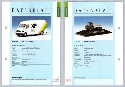 MB 207D XP / MB T2 Pritsche #63/64 Kleintransporter - Herpa Data Sheet-Breakoutcards
