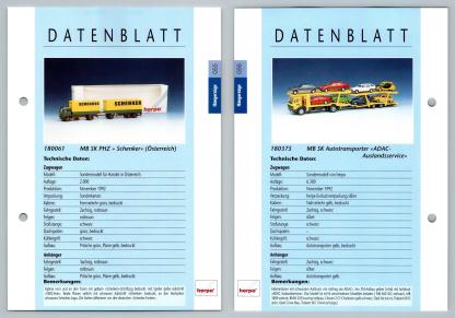 MB SK PHZ / MB SK Autotransporter #55/6 Hangerzuge - Herpa Data Sheet-Breakoutcards